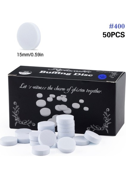 G400 50 Adet 15MM Kutu Pedikür Pedleri Tırnak Parlatma Diski Ayak Pedikür Diski Kendinden Yapışkanlı Değiştirilebilir Zımpara Parlatma Dosyaları Tırnak Ayak Bakımı Araçları (Yurt Dışından)