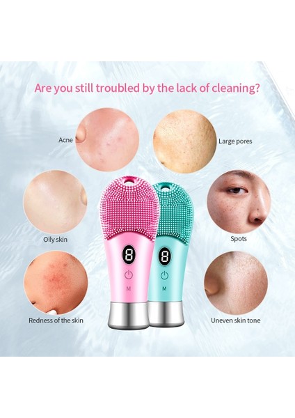 Şarj Mavi Elektrikli Yüz Temizleyici Silikon Temizleme Fırçası Yüz Gözenek Derin Siyah Nokta Yıkama Makyaj Çıkarıcı Köpük Fırça Sonic Masaj (Yurt Dışından) fırsatları