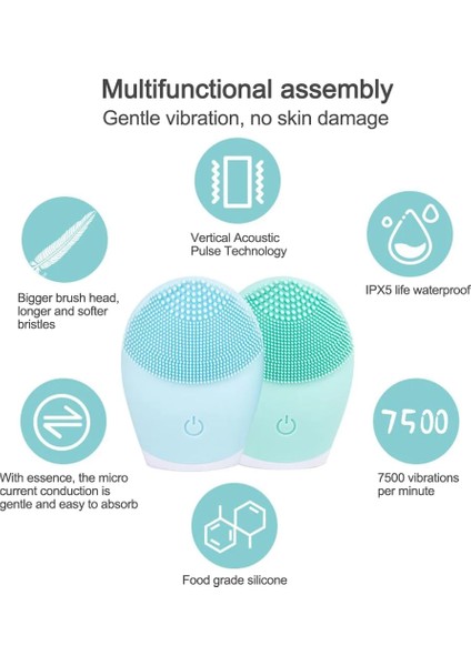 Şarj Mavi Elektrikli Yüz Temizleyici Silikon Temizleme Fırçası Yüz Gözenek Derin Siyah Nokta Yıkama Makyaj Çıkarıcı Köpük Fırça Sonic Masaj (Yurt Dışından) indirimleri