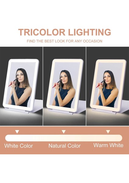 Stil 02 3 Renkli Işıklı Kompakt LED Makyaj Aynası 80 LED Işıklı Makyaj Aynası Katlanabilir Seyahat Dokunmatik Ekran Kozmetik Ayna (Yurt Dışından) modelleri