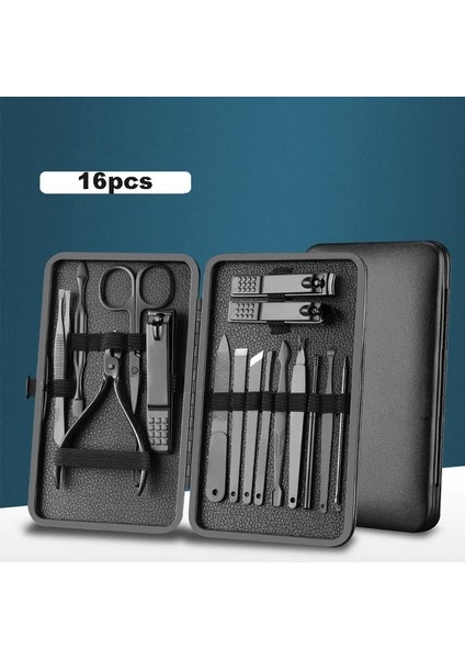 16 Adet Siyah 7/10/12/18 Adet Manikür Kesiciler Tırnak Makası Seti Ev Paslanmaz Çelik Kulak Kaşık Tırnak Makası Pedikür Tırnak Makası Aracı (Yurt Dışından)