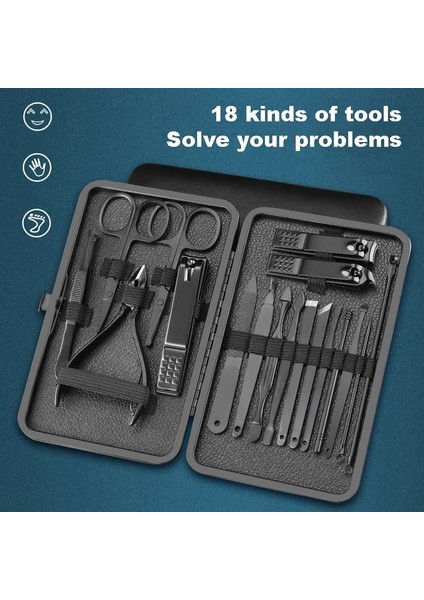 16 Adet Siyah 7/10/12/18 Adet Manikür Kesiciler Tırnak Makası Seti Ev Paslanmaz Çelik Kulak Kaşık Tırnak Makası Pedikür Tırnak Makası Aracı (Yurt Dışından) modelleri