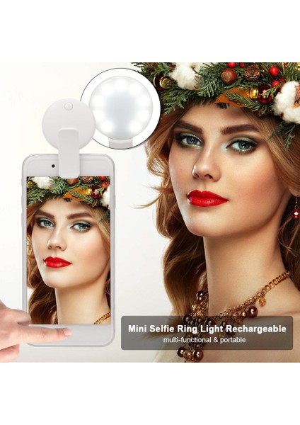 Beyaz LED Selfie Halka Işık Makyaj Aydınlatmaları Cep Telefonu Mini Fotoğraf Dolgu Işıkları Ayarlanabilir Taşınabilir Selfie Canlı Lamba USB Şarj (Yurt Dışından) modelleri