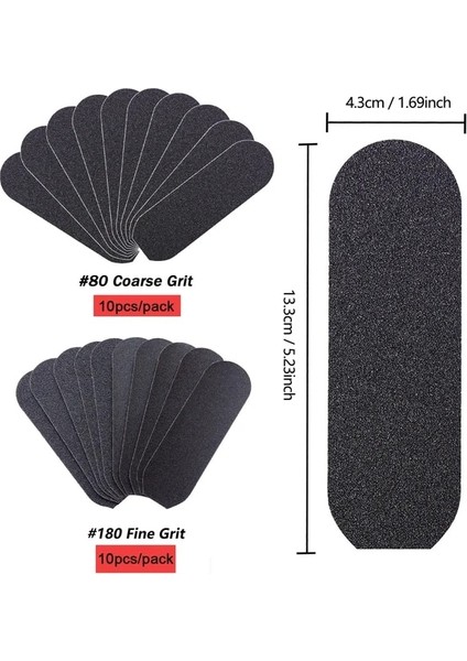 Sıyah G80 180-20 Adet Bng 1/20 Adet #80 180 Bakım Dolum Tırnak Dosyaları Tampon Yedek Ayak Zımpara Paslanmaz Metal Kolu Sökücü Taşlama Aracı (Yurt Dışından)