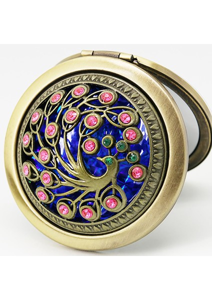 Rastgele Desen Vintage Hollow Çiçek Mini Katlanır Cep Yuvarlak Çift Taraflı Makyaj Aynası Hediye Kozmetik (Yurt Dışından)