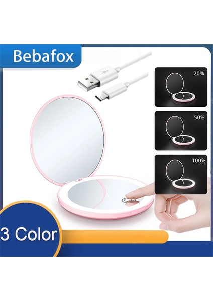 10 Kez Pembe 3 Renk 10 Kez Mini Ayna Taşınabilir Işıklar 2 Taraflı LED USB Dış Mekan El Katlanabilir Cep Makyaj Güzellik Kozmetik Aracı Kadınlar Için (Yurt Dışından)