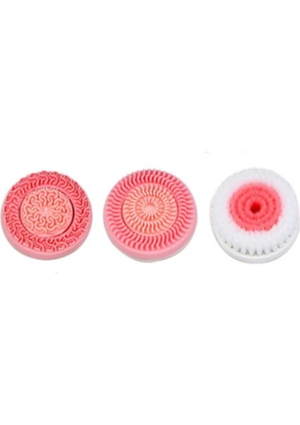 Pembe 3 Parça Fırça 3 In 1 Silikon Elektrikli Yüz Temizleme Fırçası Yüz Masaj Aletleri Sonic Döner Su Geçirmez Galvanik Siyah Nokta Kaldırma Akne Aracı (Yurt Dışından)