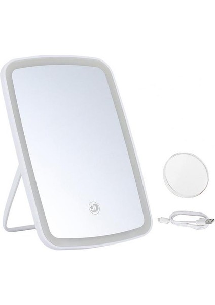 Beyaz C Katlanabilir Taşınabilir Makyaj Aynası Katlanabilir LED Makyaj Aynası 3 Işık Modu ile Dış Mekan Için USB Şarj Edilebilir Dokunmatik Ekran Kontrolleri (Yurt Dışından)