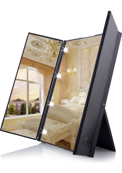 Gül Kırmızı Taşınabilir LED Işık Makyaj Aynası Vanity Işıklar Kompakt Makyaj Cep Aynaları Vanity Kozmetik El Katlanır LED Ayna Lambası (Yurt Dışından)