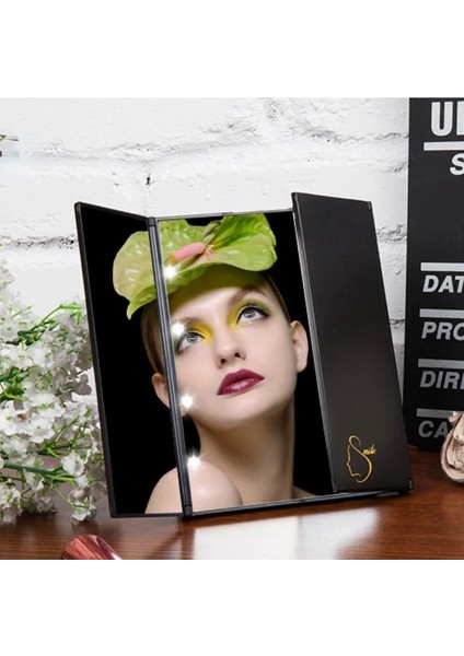Gül Kırmızı Taşınabilir LED Işık Makyaj Aynası Vanity Işıklar Kompakt Makyaj Cep Aynaları Vanity Kozmetik El Katlanır LED Ayna Lambası (Yurt Dışından)