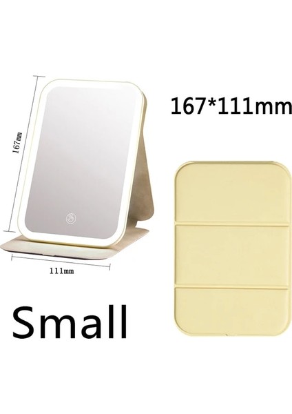 Aj Küçük Sarı Taşınabilir Katlanır LED Ayna 360 Yatak Odası Tuvalet Masası Masası Seyahat Aynaları Kadın Makyaj Araçları Ayakta Vanity Miroir Işıkları ile (Yurt Dışından)