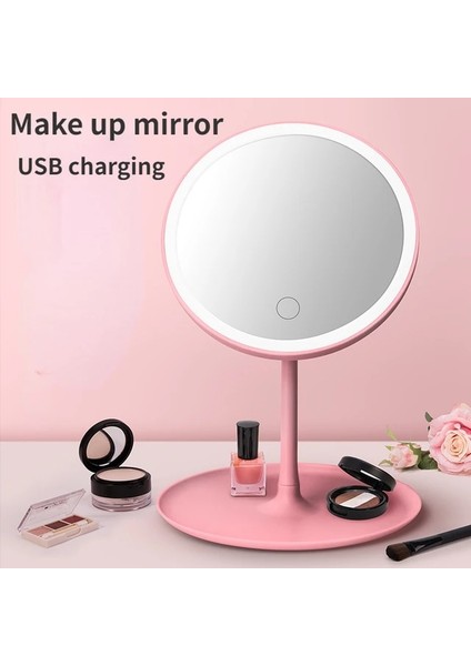 1 Işık 5x Pembe Moda Pembe Makyaj Aynası Ayakta Vanity 5x 10X Büyüteç LED Işık Masaüstü Beyaz Güzellik Masa Aynaları ile Kozmetik Ayna (Yurt Dışından)