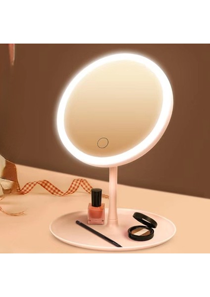 1 Işık 5x Pembe Moda Pembe Makyaj Aynası Ayakta Vanity 5x 10X Büyüteç LED Işık Masaüstü Beyaz Güzellik Masa Aynaları ile Kozmetik Ayna (Yurt Dışından)