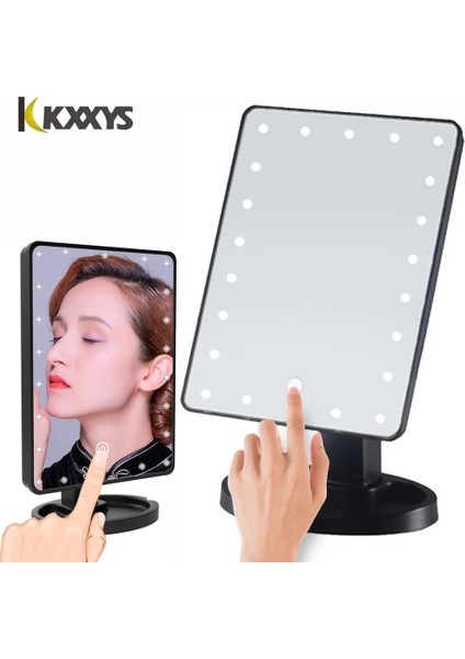 USB 22 LED Siyah 22/16 LED Makyaj Aynası Işık Masaüstü Makyaj Aynası Dokunmatik Anahtarı 10X Büyütülmesi Küçük Aynalar 180 Rotasyon Banyo Seyahat (Yurt Dışından)