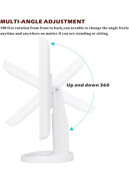 USB 22 LED Siyah 22/16 LED Makyaj Aynası Işık Masaüstü Makyaj Aynası Dokunmatik Anahtarı 10X Büyütülmesi Küçük Aynalar 180 Rotasyon Banyo Seyahat (Yurt Dışından)