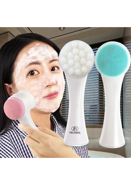 3 Adet Pembe 3D Silikon Yüz Yıkama Fırçası Manuel Temizleme Fırçası Yüz Temizleyici Yumuşak Kıl Temizleme Fırçası Çift Taraflı Masaj Fırçası (Yurt Dışından)