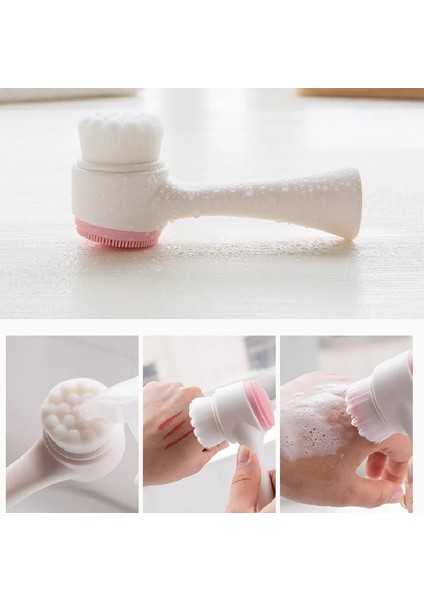 3 Adet Pembe 3D Silikon Yüz Yıkama Fırçası Manuel Temizleme Fırçası Yüz Temizleyici Yumuşak Kıl Temizleme Fırçası Çift Taraflı Masaj Fırçası (Yurt Dışından)