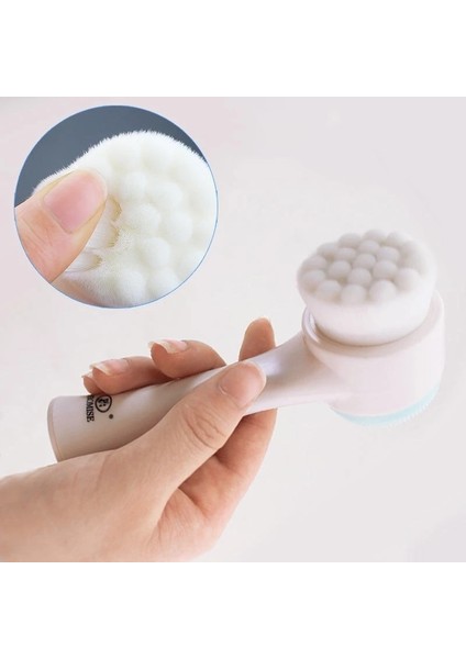 3 Adet Pembe 3D Silikon Yüz Yıkama Fırçası Manuel Temizleme Fırçası Yüz Temizleyici Yumuşak Kıl Temizleme Fırçası Çift Taraflı Masaj Fırçası (Yurt Dışından)
