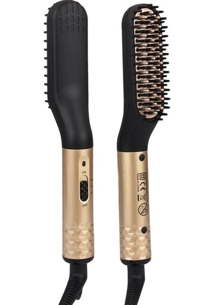 Altın Bize Taşınabilir Erkekler ve Kadınlar Mini Düzleştirici En Iyi Saç Düzleştirici Fırça Tarak Iyonik Sıcak Kablosuz Elektrikli Akülü Sakal Düzleştirici (Yurt Dışından)