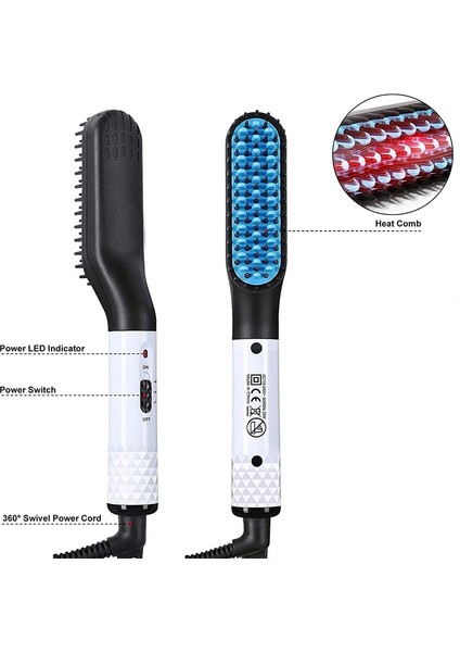 Altın Bize Taşınabilir Erkekler ve Kadınlar Mini Düzleştirici En Iyi Saç Düzleştirici Fırça Tarak Iyonik Sıcak Kablosuz Elektrikli Akülü Sakal Düzleştirici (Yurt Dışından) modelleri