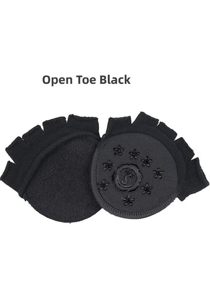 Burnu Açık Siyah 2 Çift Beş Parmak Çorap Yarım Avuç Içi Ön Ayak Pedi Kadın Ayak Koruyucu Bakım Yastığı Aşınma Önleyici Yüksek Topuklu Pedikür Ayakkabı Astarı (Yurt Dışından)