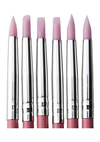 6 Adet Oyma Heykel Süsleyen Aracı Ahşap Saplı Silikon Tırnak Sanat Fırçaları Kalemler Tırnak Fırçası Seti Degrade Tırnak Sanat Fırçaları Kalem (Yurt Dışından)