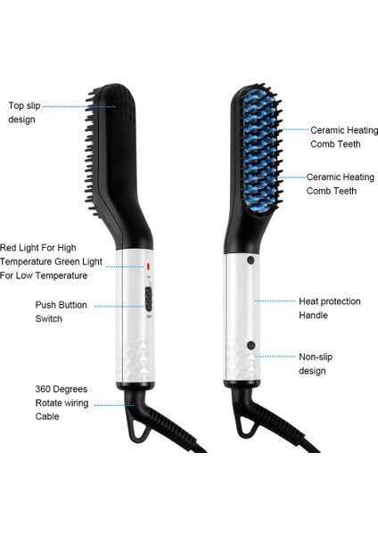 Tip 2 Us Escova Alisadora Erkekler Sakal Düzleştirici Saç Düzleştirici Fırçası Elektrikli Hızlı Isıtma Düzleştirici Tarak Saç Şekillendirici Araçları (Yurt Dışından)