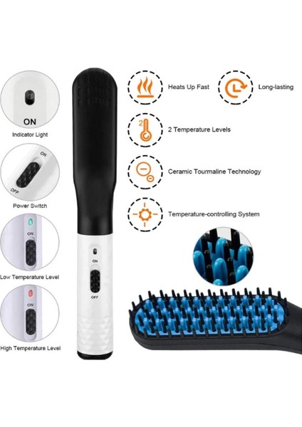 Tip 2 Us Escova Alisadora Erkekler Sakal Düzleştirici Saç Düzleştirici Fırçası Elektrikli Hızlı Isıtma Düzleştirici Tarak Saç Şekillendirici Araçları (Yurt Dışından)