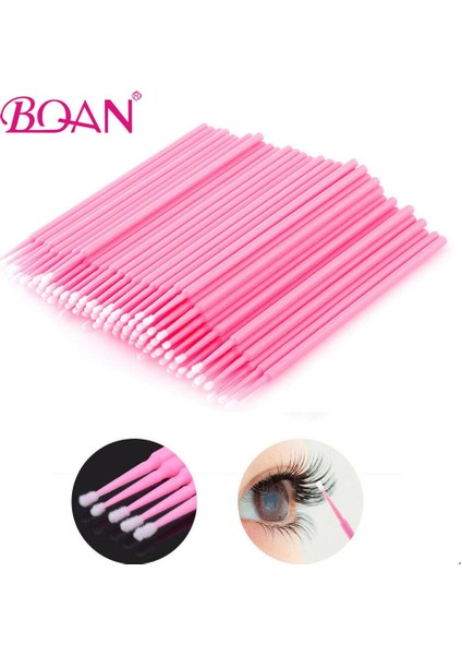 Pembe 5 Renk 100 Adet Pamuklu Tek Kullanımlık Kirpik Temizleme Çubuğu (Yurt Dışından)