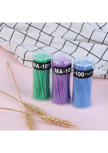 M 100 Adet Tüy Bırakmayan Mikro Fırçalar Tek Kullanımlık Bireysel Temizleme Çubuğu Mikro Fırça Kirpik Makyaj Kirpik Fırçaları Makyaj Araçları (Yurt Dışından)