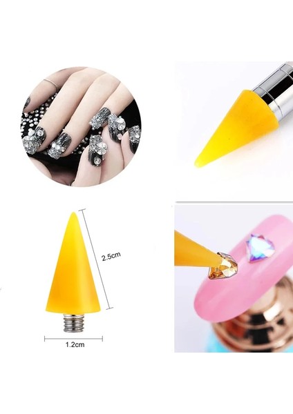 Sarı Bqan 4 Adet/takım Tırnak Süsleyen Balmumu Kalem Değiştirilebilir Kafa Boncuk Rhinestones Taşlar Seçici Manikür Kendinden Yapışkanlı Tırnak Sanat Araçları (Yurt Dışından) modelleri