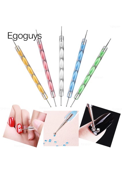 No.19 5 Adet Renkli Çift Uçlu Akrilik Çelik Süsleyen Kalem Rhinestones Seçici Toplama Tırnak Resim Fırçası Kabartma Vida Girdap Çıtçıt Noktalayıcı (Yurt Dışından) modelleri