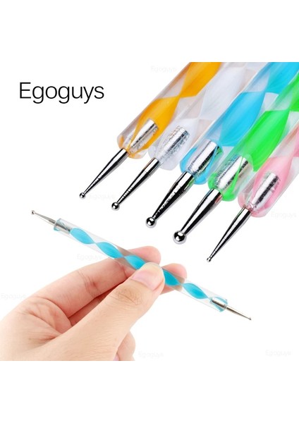 No.19 5 Adet Renkli Çift Uçlu Akrilik Çelik Süsleyen Kalem Rhinestones Seçici Toplama Tırnak Resim Fırçası Kabartma Vida Girdap Çıtçıt Noktalayıcı (Yurt Dışından) indirimleri