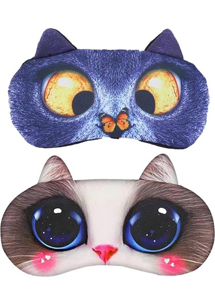 04 3D Cutecat Uyku Maskesi Doğal Uyku Göz Maskesi Siperliği Kapak Gölge Göz Bandı Kadın Erkek Yumuşak Taşınabilir Körü Körüne Seyahat Eyepatch (Yurt Dışından)