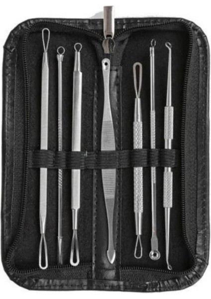 7pcs-Withbox Siyah Nokta Remover Araçları Sivilce Popper Araç Seti Akne Çıkarıcı Aracı Profesyonel Paslanmaz Sivilce Akne Leke Temizleme Aletler Set (Yurt Dışından)