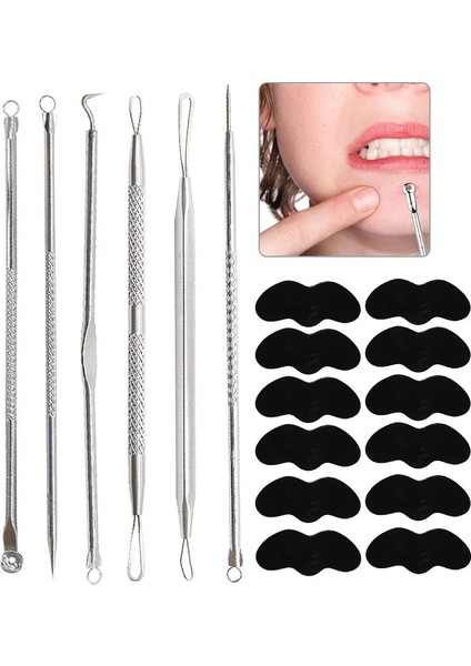 7pcs-Withbox Siyah Nokta Remover Araçları Sivilce Popper Araç Seti Akne Çıkarıcı Aracı Profesyonel Paslanmaz Sivilce Akne Leke Temizleme Aletler Set (Yurt Dışından)