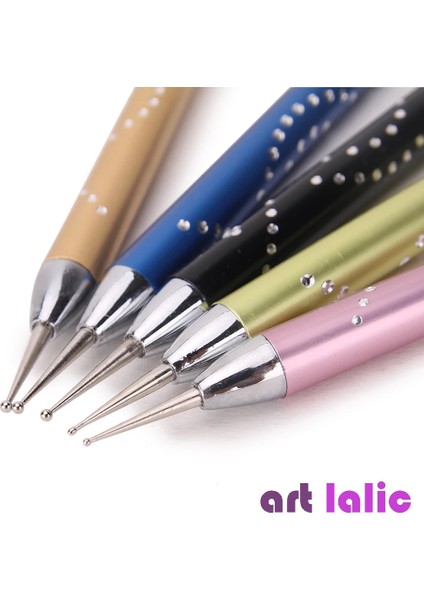 5 Adet/takım Nail Art Süsleyen Kalem Çift Kafa Marbleizing Metal Manikür Lehçe Boyama Dıy Tasarım Tırnak Aracı (Yurt Dışından)