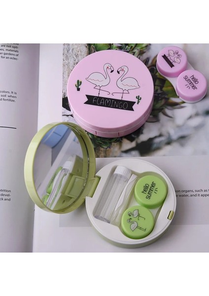Mor Renk Flamingo Kontakt Lensler Lensler Konteyner Kontakt Lens Temizleyici Lens Seyahat Ayna Seyahat Seti Gözlük Kılıfları (Yurt Dışından) fiyatları