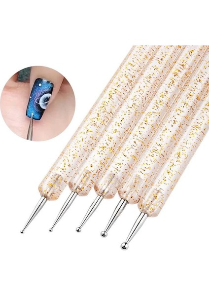 05 5 Adet/takım Nail Art Süsleyen Kalem Rhinestones Nokta Boyama Manikür Uv Jel Aracı 2 Yollu Çift Kafa Tırnak Matkap Glitter Kolu (Yurt Dışından)