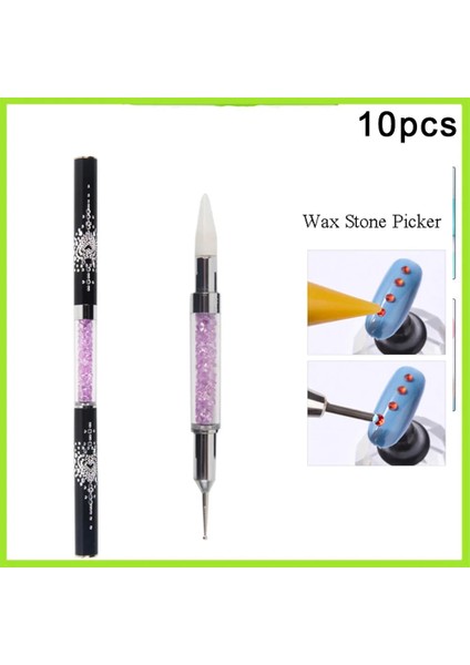10 Adet Lootaan 10 Adet Göz Kamaştırıcı Çift Uçlu Tırnak Süsleyen Balmumu Kalem Değiştirilebilir Kafa Rhinestones Taşlar Seçici Mum Boya Tırnak Sanat Araçları (Yurt Dışından) indirimleri