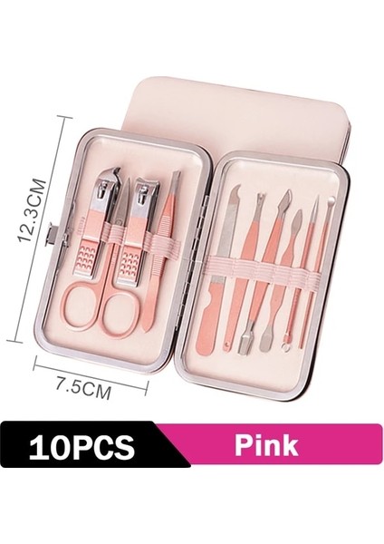 PINK-10PCS Tırnak Makası Seti Tırnak Kesme Pensesi Manikür Kesiciler Seyahat Tırnak Kesme Giyotin Ayak Tırnağı Pense Pense Pedikür Aracı (Yurt Dışından)