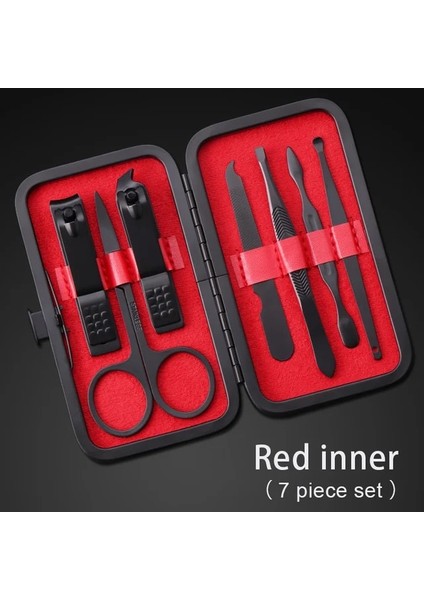 Kırmızı INNER7PS 7/10//12/16/18 Adet Manikür Kesiciler Tırnak Makası Seti Ev Paslanmaz Çelik Kulak Kaşık Tırnak Makası Pedikür Tırnak Scis Yeni (Yurt Dışından)