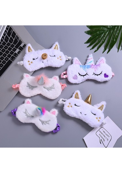 Tek Boynuzlu At Pembe Peluş Anime Uyku Göz Maskesi Sevimli Uyku Maskesi Karikatür 3D Göz Kapağı Göz Körü Körüne Seyahat Göz Bandı Gölge Dinlenme Eyepatch (Yurt Dışından)