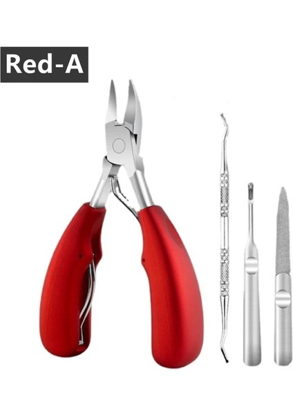 4 Adet Kırmızı-Bir Tırnak Makası Paronychia Geliştirilmiş Paslanmaz Çelik Düzeltici Batık Pedikür Bakımı Profesyonel Kesici Ayak Ayak Tırnağı Makası Alet Seti (Yurt Dışından)