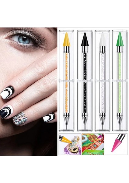 Gül Kırmızı Taşınabilir Çift Kafaları Akrilik Süsleyen Balmumu Kalem Rhinestones Mücevher Seçici Kristal Toplama Nail Art Çiviler Dotter Dıy Nokta Matkap Araçları (Yurt Dışından) modelleri