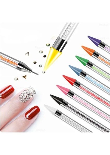 Gül Kırmızı Taşınabilir Çift Kafaları Akrilik Süsleyen Balmumu Kalem Rhinestones Mücevher Seçici Kristal Toplama Nail Art Çiviler Dotter Dıy Nokta Matkap Araçları (Yurt Dışından) fırsatları