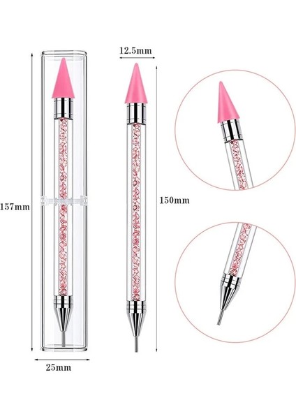Gül Kırmızı Taşınabilir Çift Kafaları Akrilik Süsleyen Balmumu Kalem Rhinestones Mücevher Seçici Kristal Toplama Nail Art Çiviler Dotter Dıy Nokta Matkap Araçları (Yurt Dışından) indirimleri