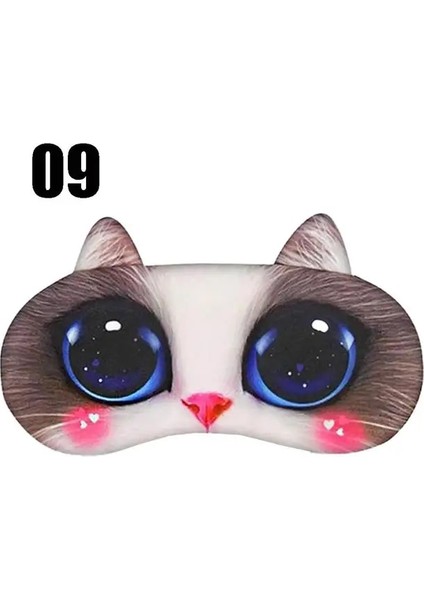 09 Sevimli Kedi Uyku Maskesi Doğal Uyku Göz Maskesi Siperliği Kapak Gölge Göz Bandı Kadın Erkek Yumuşak Taşınabilir Körü Körüne Seyahat Göz Bandı (Yurt Dışından)