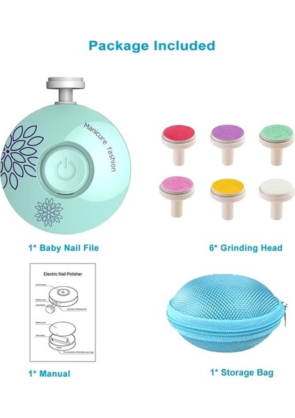 Yeşil Çanta ile Elektrikli Bebek Tırnak Giyotin Çocuk Tırnak Parlatıcı Manikür Seti Yenidoğan Bebekler Yürümeye Başlayan Tırnak Makası Kesici Dosya Seti Bakım Aracı (Yurt Dışından)