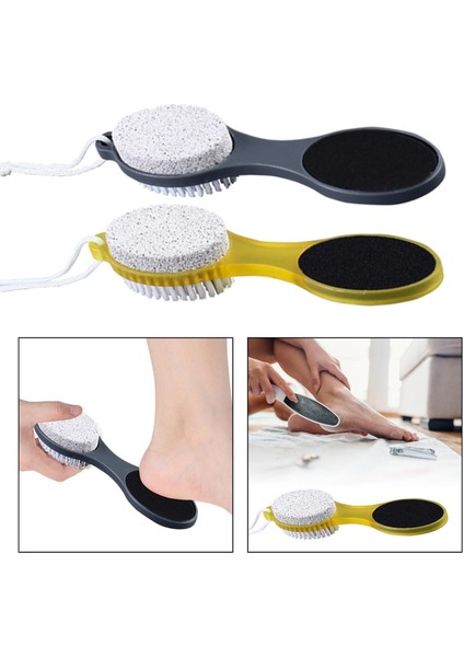 Sarı 4 In 1 Ayak Pedikür Araçları Ayak Tırnak Temizleme Fırçası Ponza Taşı Ayak Bakımı Için Çok Amaçlı Pedikür Kiti Kuru Ayaklar Islak Erkekler (Yurt Dışından)